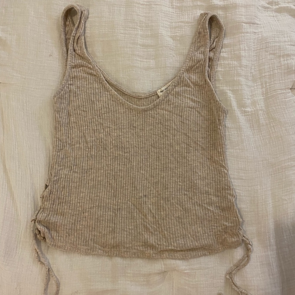 Slouchy tank with lace up detail
